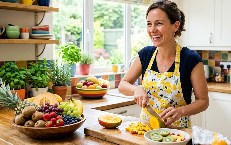 Ein frisch zubereiteter Salat mit saisonalen Zutaten auf einem Holztisch